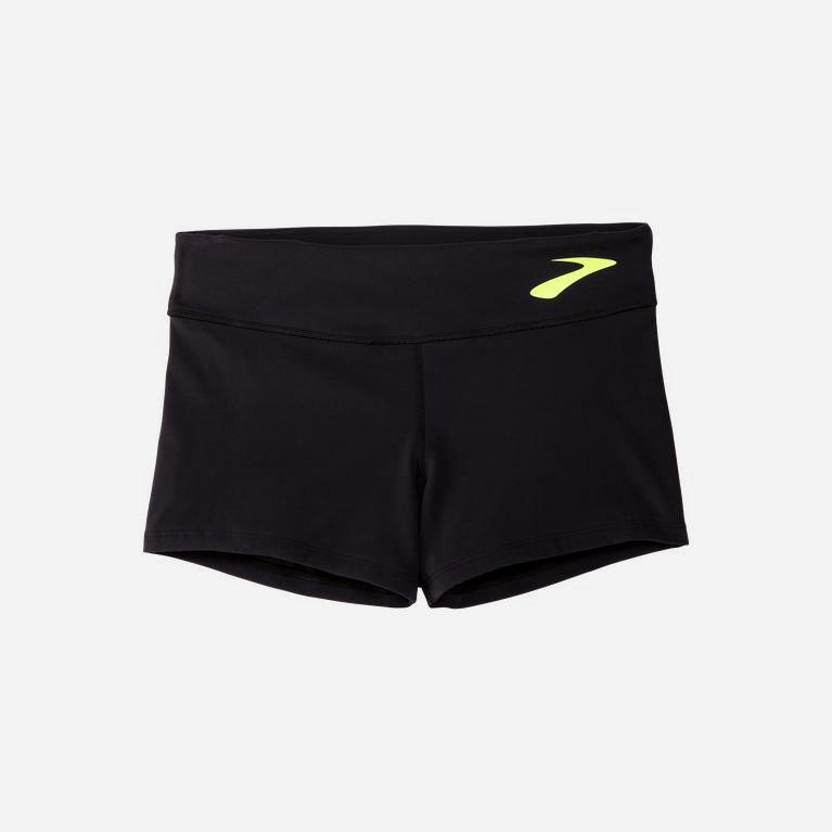 Brooks Speedwork Tight - Pantalones Cortos Mujer - Negras / Verde Amarillo (FE7625849)